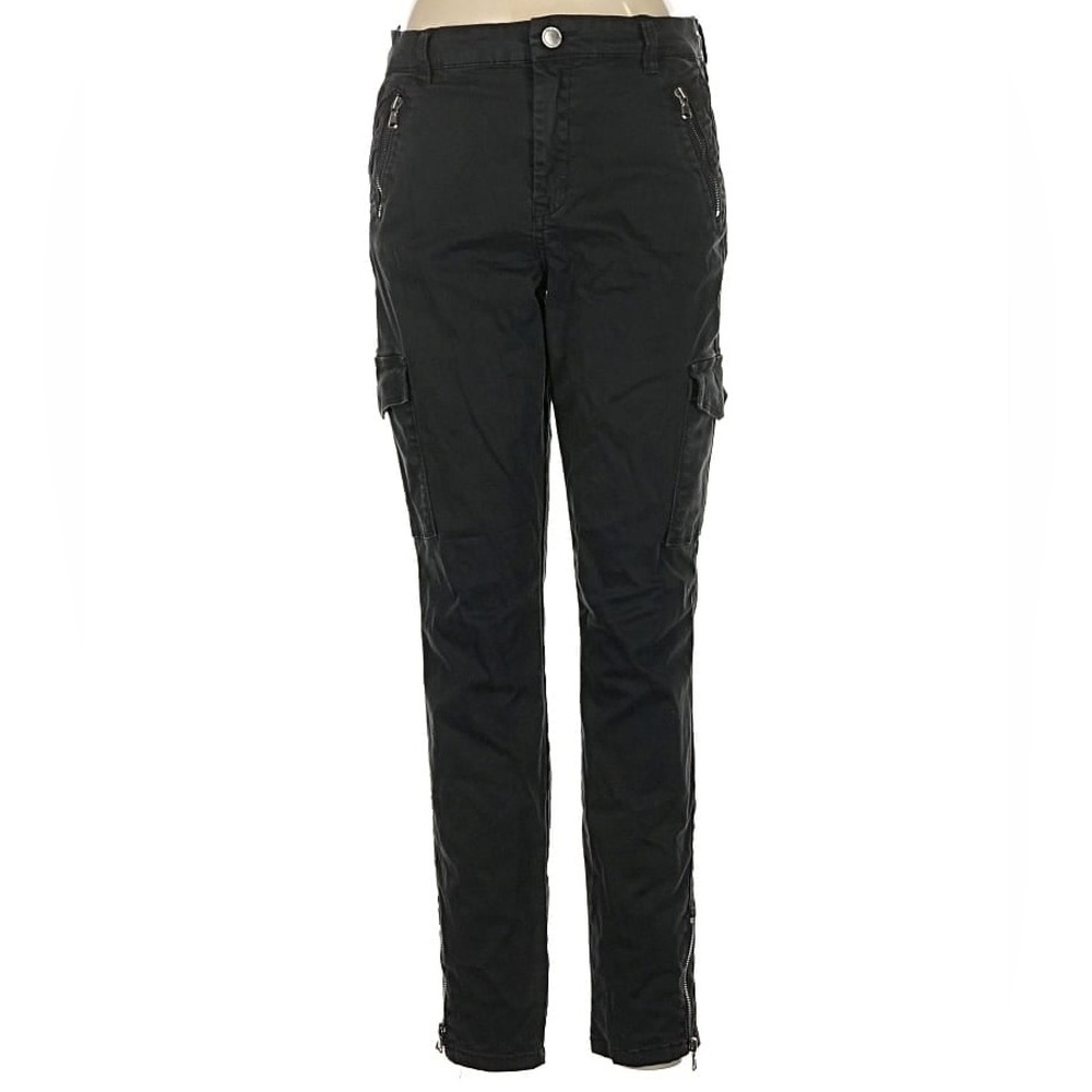 Blank NYC Women’s Black Cargo Pants Size 28 Mid Rise Stretch Utility Zip Ankle